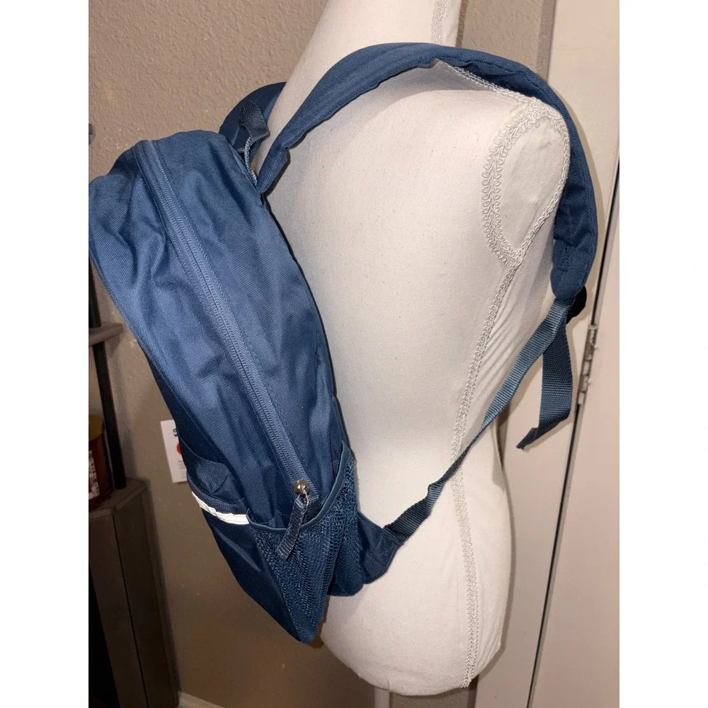 Deal Worthy Navy Blue Backpack Fits 15in Laptop School Bag Reflective Strip NWT